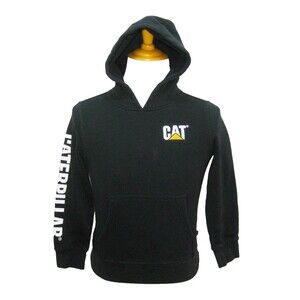 Caterpillar Hoodie Boys Size Medium 10-12 Black Graphic Logo Hooded Sweatshirt